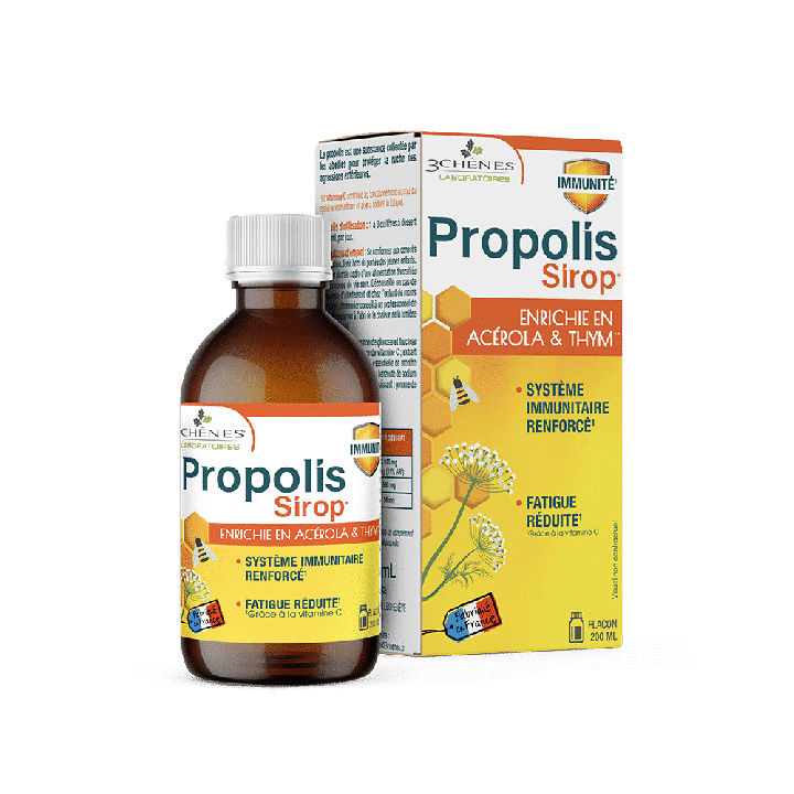 Propolis Sirop Bien-&Ecirc;tre & Protection Respiratoire Les 3 Ch&ecirc;nes - flacon de 200 ml