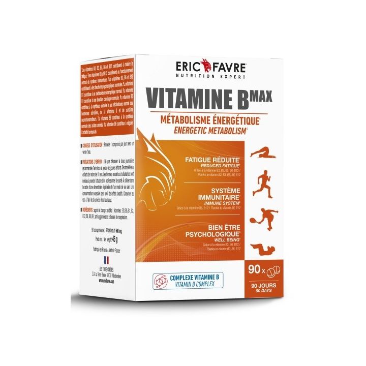 Vitamine Bmax m&eacute;tabolisme &eacute;nerg&eacute;tique Eric Favre - boite de 90 g&eacute;lules
