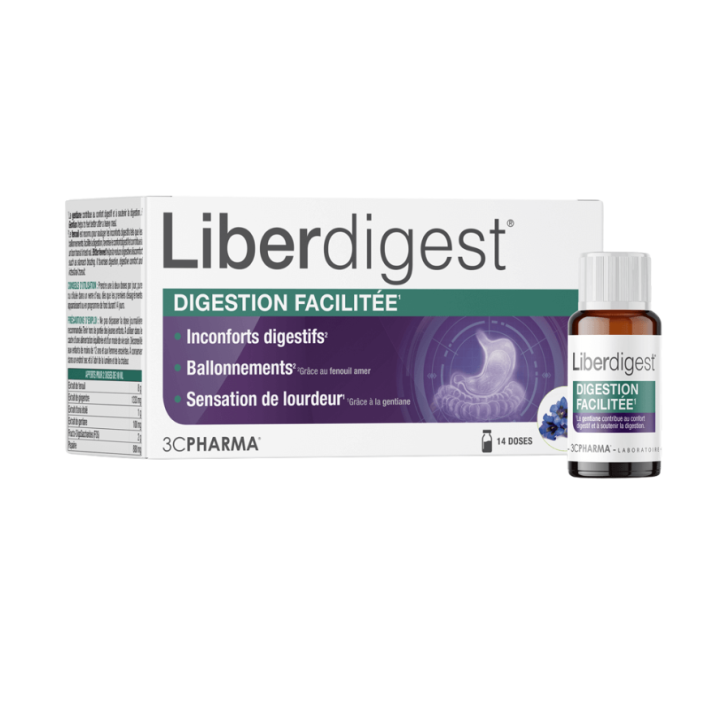 Liberdigest digestion facilit&eacute;e 3C Pharma - bo&icirc;te de 14 unicadoses de 10ml