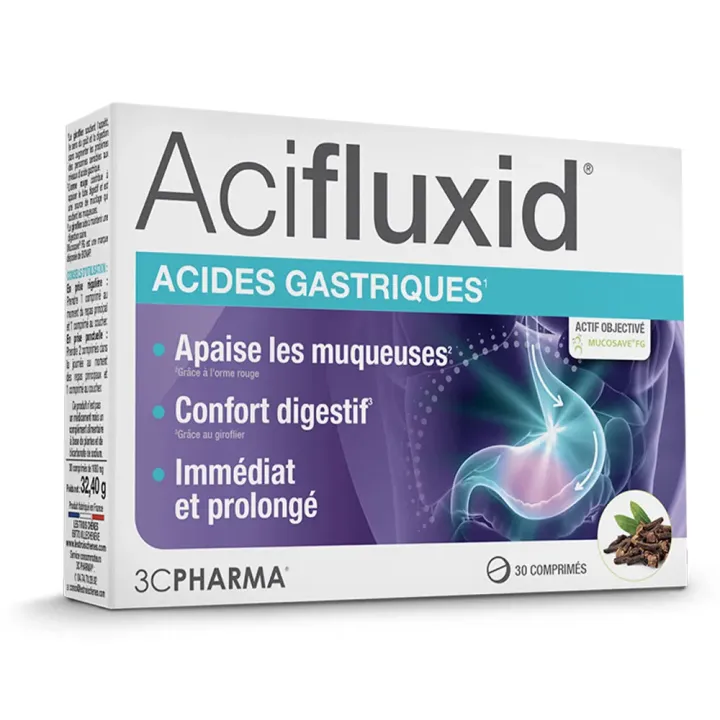 Acifluxid acides gastriques 3C Pharma - bo&icirc;te de 30 comprim&eacute;s 