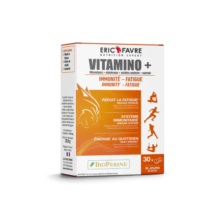 Vitamino+ immunit&eacute;-fatigue Eric Favre - bo&icirc;te de 30 comprim&eacute;s
