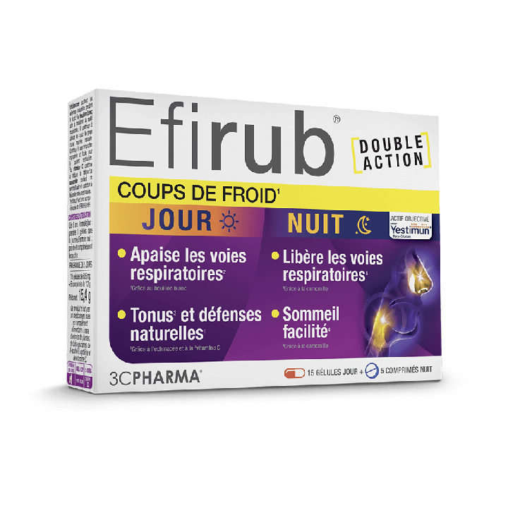 Efirub jour/nuit 3C Pharma - bo&icirc;te de 15 g&eacute;lules + 5 comprim&eacute;s