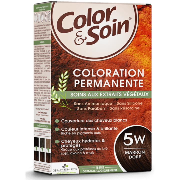 Color & soin coloration permanente marron dor&eacute; 5W Les 3 ch&ecirc;nes - 1 kit