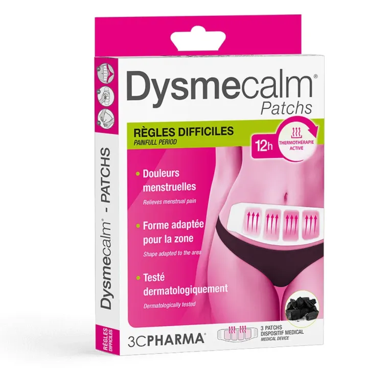 Dysmecalm r&egrave;gles difficiles 3C Pharma - boite de 3 patchs