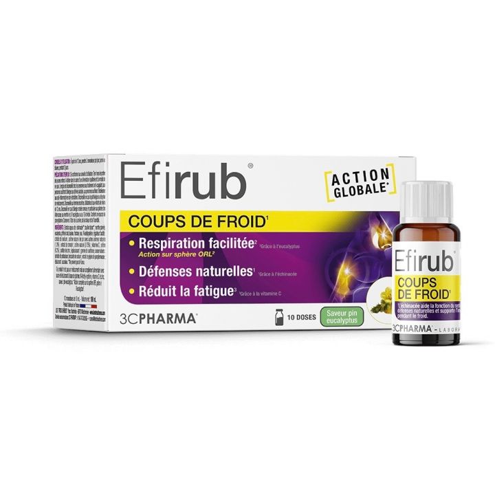 Efirub Coups de froid saveur pin eucalyptus 3C Pharma - bo&icirc;te de 10 unidoses de 10ml