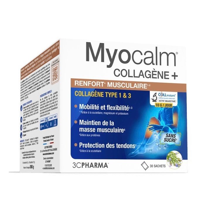 Myocalm collag&egrave;ne+ Renfort musculaire 3C Pharma - bo&icirc;te de 30 sachets