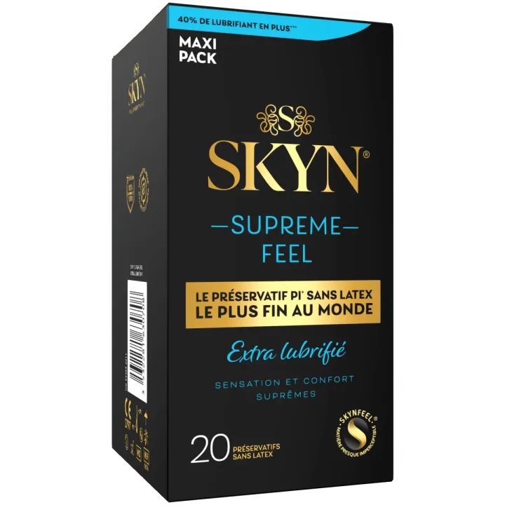 Skyn supr&ecirc;me feel extra lubrifi&eacute; pr&eacute;servatifs Manix - 20 pr&eacute;servatifs sans latex     