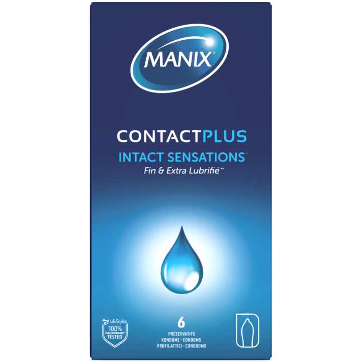 Pr&eacute;servatifs fins ContactPlus Manix - bo&icirc;te de 6 pr&eacute;servatifs