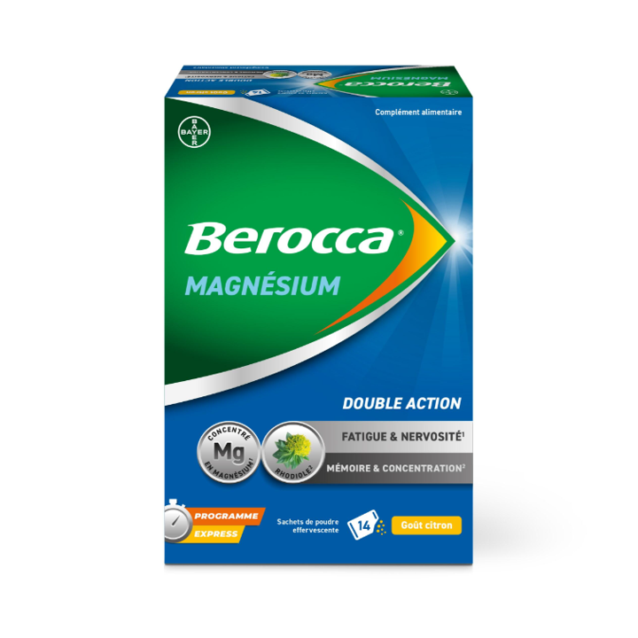 Berocca® Magn&eacute;sium Fatigue/nervosit&eacute; M&eacute;moire/Concentration - bo&icirc;te de 14 sachets