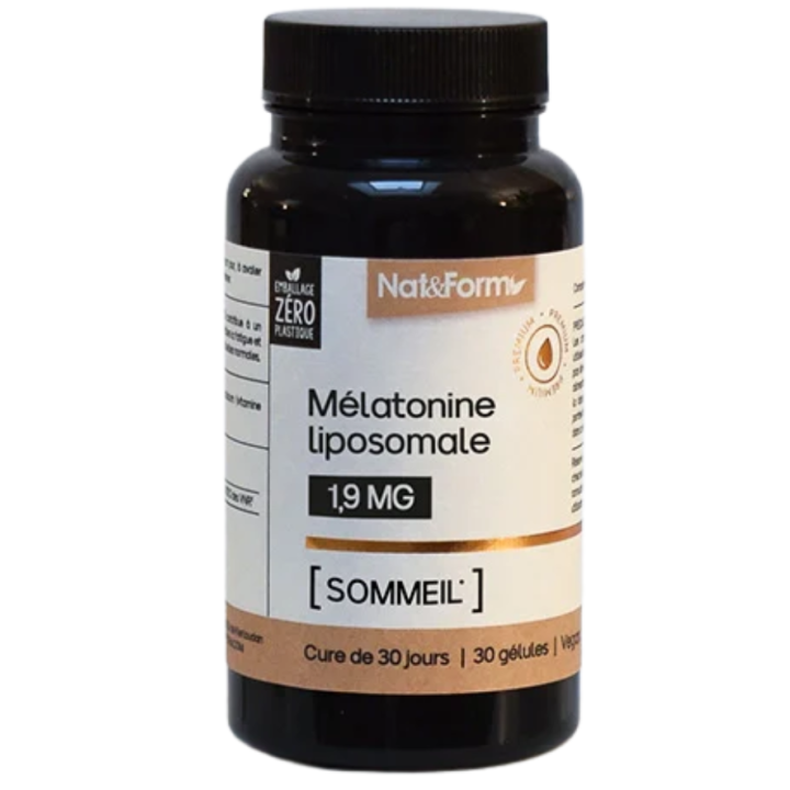 M&eacute;latonine liposomale 1,9mg sommeil Nat&Form - pot de 30 g&eacute;lules 