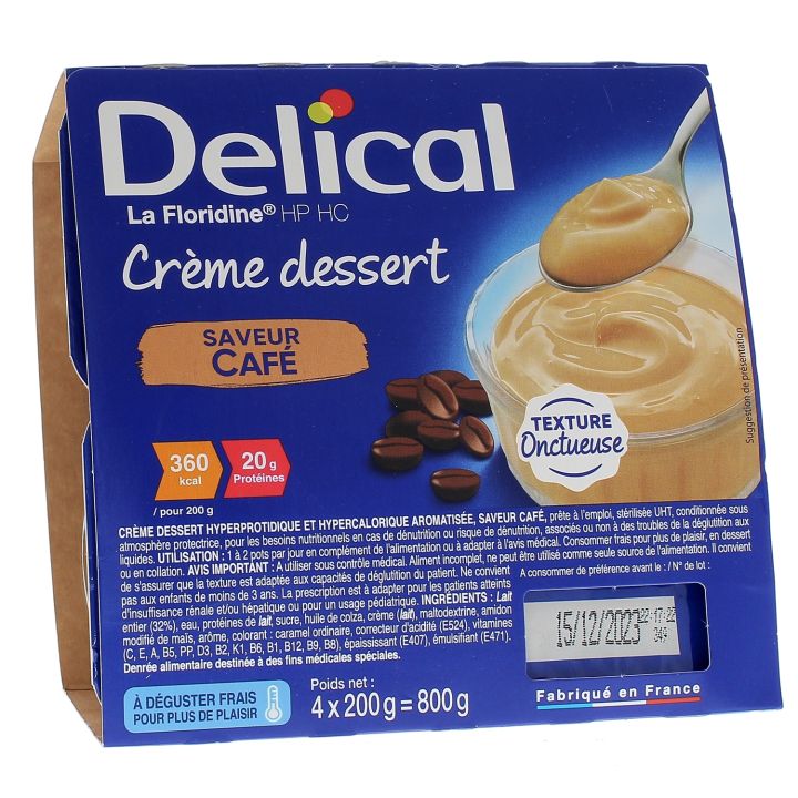 Delical Cr&egrave;me dessert HP/HC La Floridine saveur caf&eacute; - 4 pots de 200g