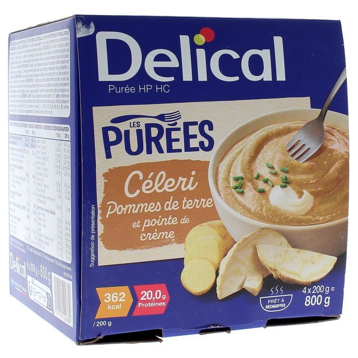 Delical Pur&eacute;e HP/HC c&eacute;leri pommes de terre et pointe de cr&egrave;me - 4 bols de 200ml