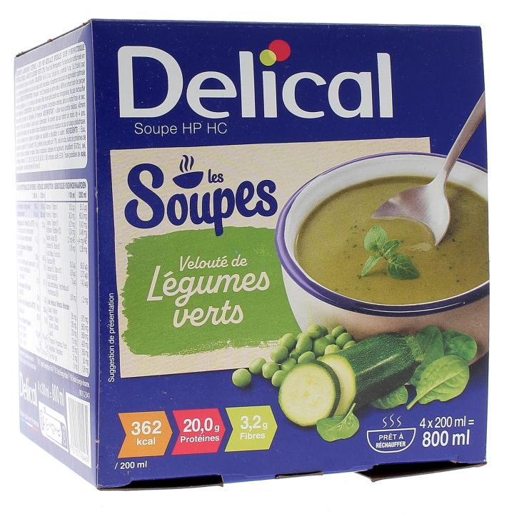 Delical Soupe HP/HC Velout&eacute; de l&eacute;gumes verts - 4 bols de 200ml