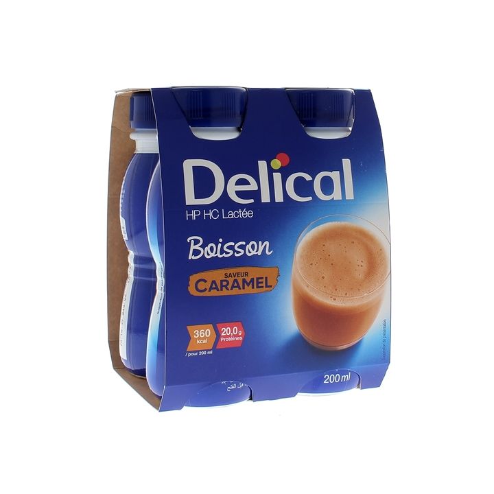 Delical Boisson HP/HC lact&eacute;e saveur caramel - 4 bouteilles de 200 ml