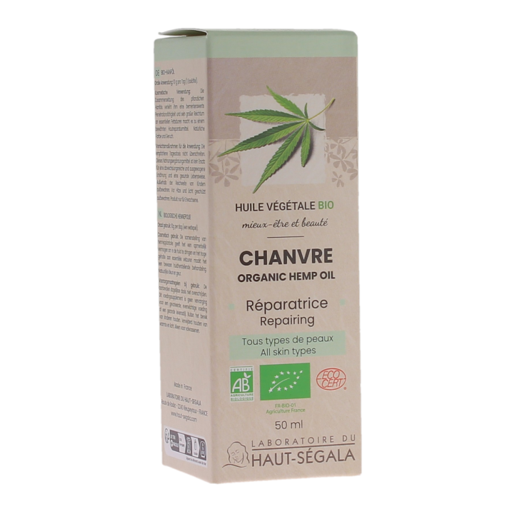 Huile de chanvre bio r&eacute;paratrice Haut-S&eacute;gala- flacon de 50ml