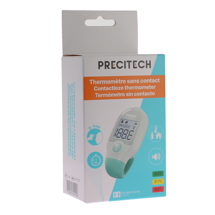 Precitech mini thermom&egrave;tre vert sans contact Horizane - boite d'un thermom&egrave;tre