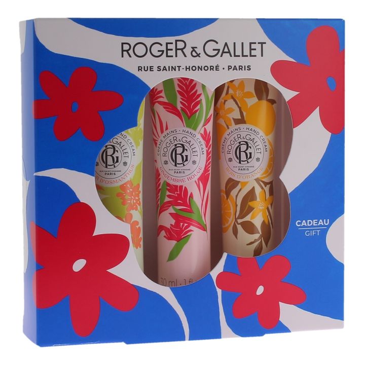Trio cr&egrave;mes mains bienfaisante fleur d'osmanthus, gingembre rouge, bois d'orange Roger & Gallet - coffret de 3 cr&egrave;mes de 30ml 