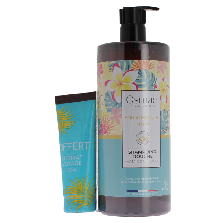 Shampoing douche paradisiaque tiar&eacute; Osma&eacute; - flacon d'1L + tube de 100ml offert