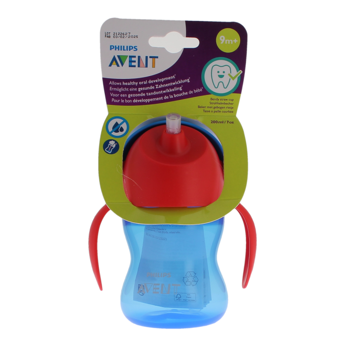 Avent tasse avec paille bleu 9 mois et + Philips - tasse de 200ml