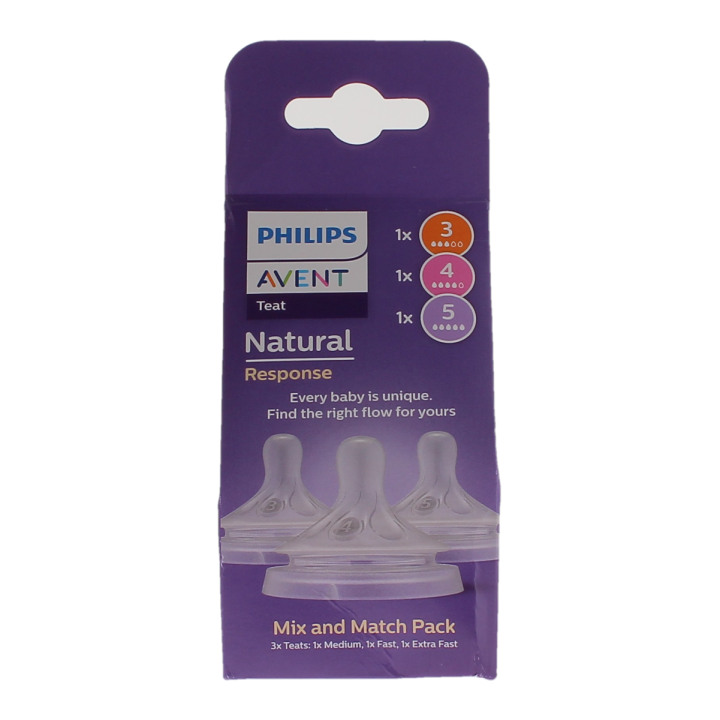 Avent natural response teat t&eacute;tines mix & match Philips - pack de 3 t&eacute;tines