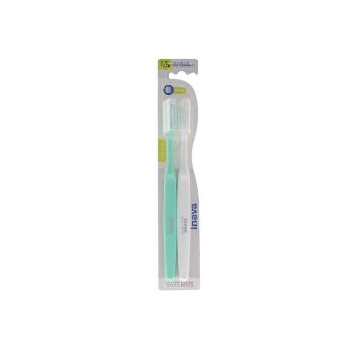 Brosse &agrave; dents souple 20/100 Inava - lot de 2 brosses &agrave; dents