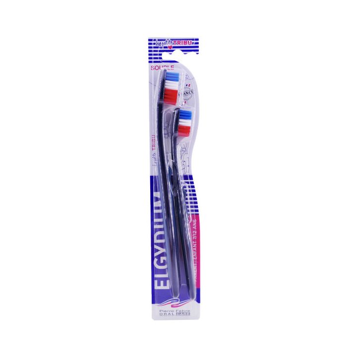 Duo brosses &agrave; dents La petite tribu parent/enfant 7/12 ans Elgydium - lot de 2 brosses &agrave; dents