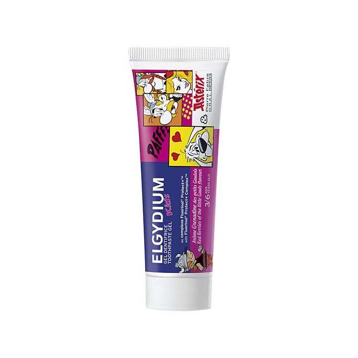 Dentifrice Ast&eacute;rix enfant 3/6ans ar&ocirc;me grenadine Elgydium - tube de 50ml