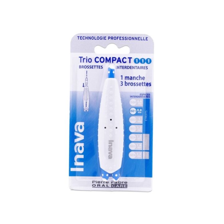 Brossettes interdentaires 0.8mm Trio Compact Inava - 1 Manche + 3 Brossettes
