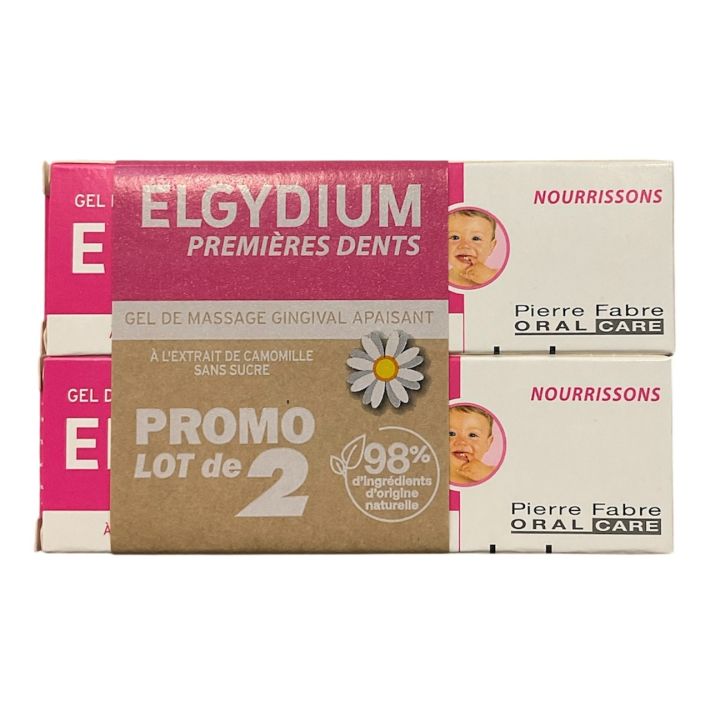 Gel de massage gingival apaisant premi&egrave;res dents Elgydium - lot de 2 tubes de 15ml offre sp&eacute;ciale