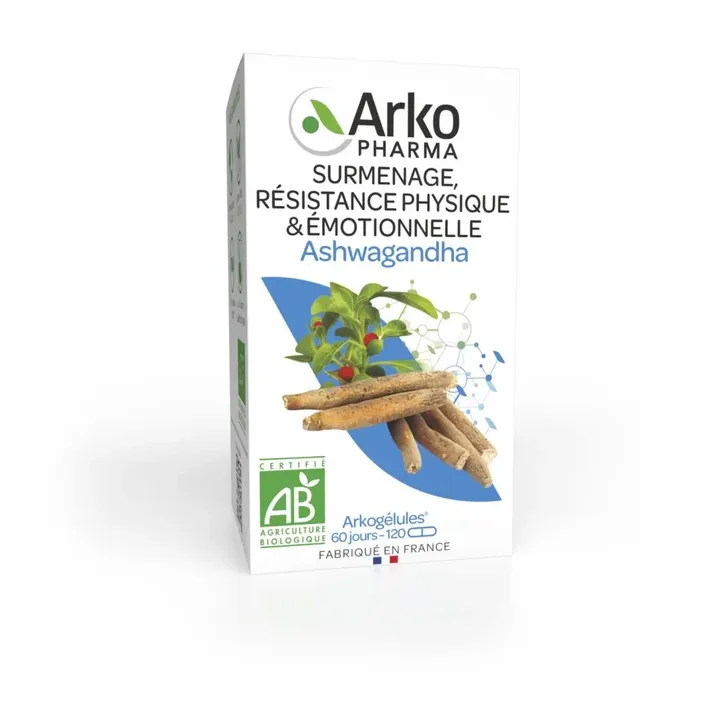 Arkog&eacute;lules Ashwagandha bio Arkopharma - bo&icirc;te de 120 g&eacute;lules