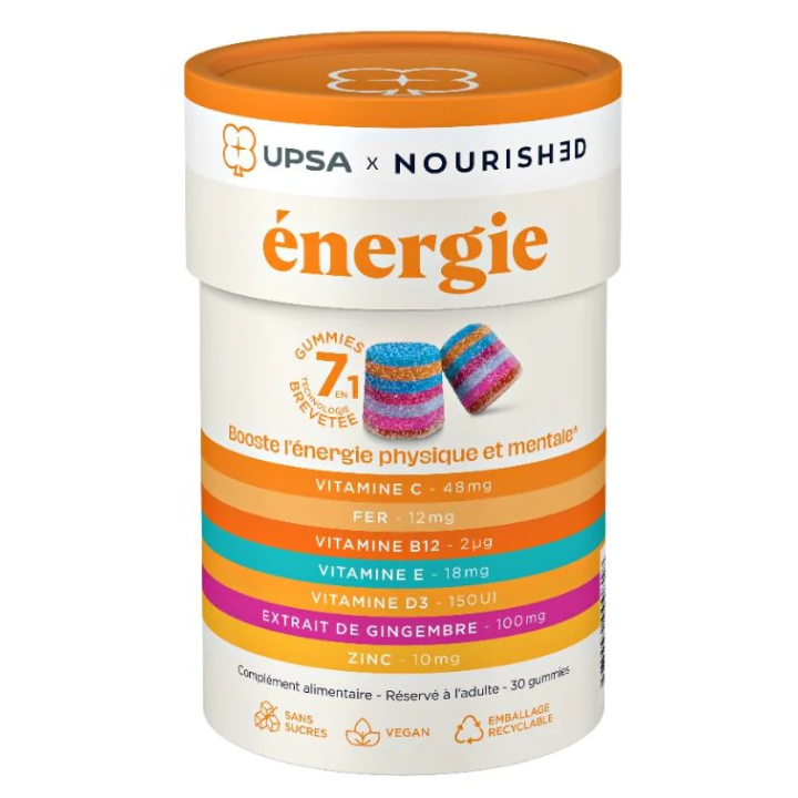 Gummies &eacute;nergie 7en1 Upsa x Nourished - boite de 30 gummies