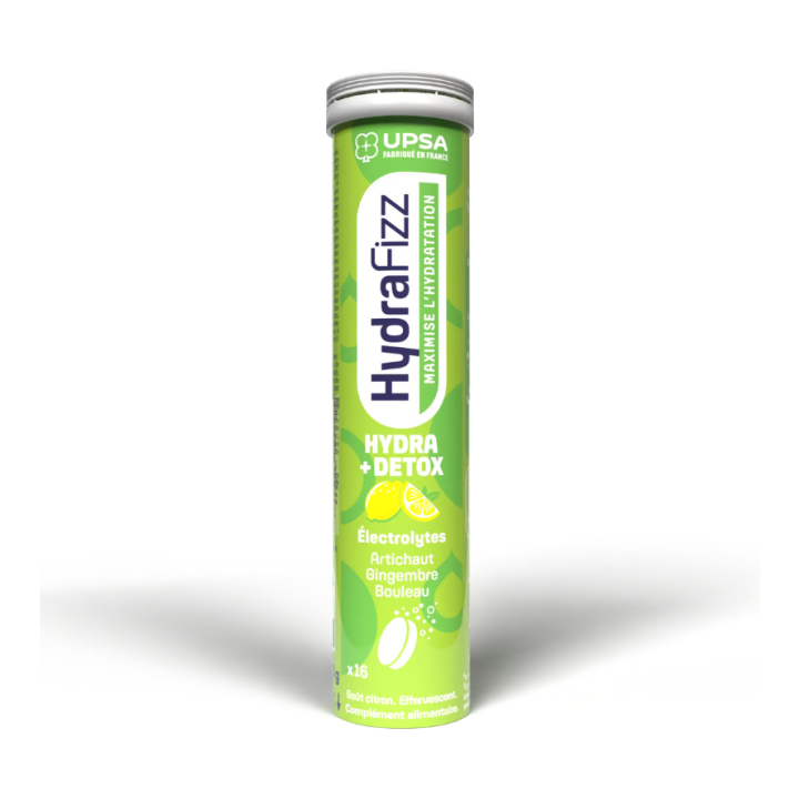 HydraFizz hydra+d&eacute;tox go&ucirc;t citron Upsa - tube de 16 comprim&eacute;s effervescents 