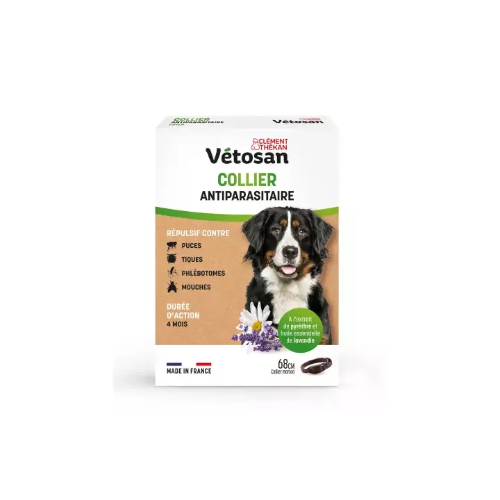 V&eacute;tosan Collier antiparasitaire chien Cl&eacute;ment Th&eacute;kan - collier de 68cm