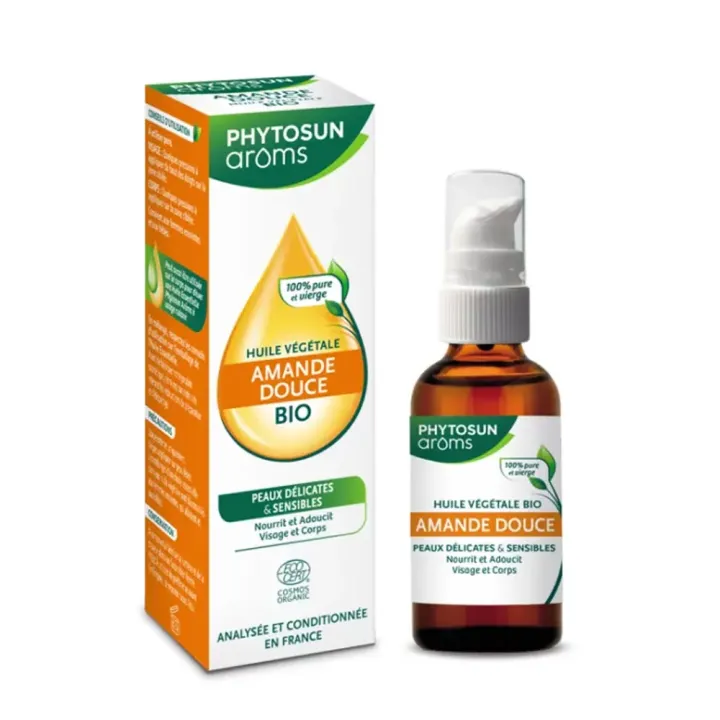 Huile v&eacute;g&eacute;tale amande douce BIO Phytosun Ar&ocirc;ms - flacon pompe de 50ml