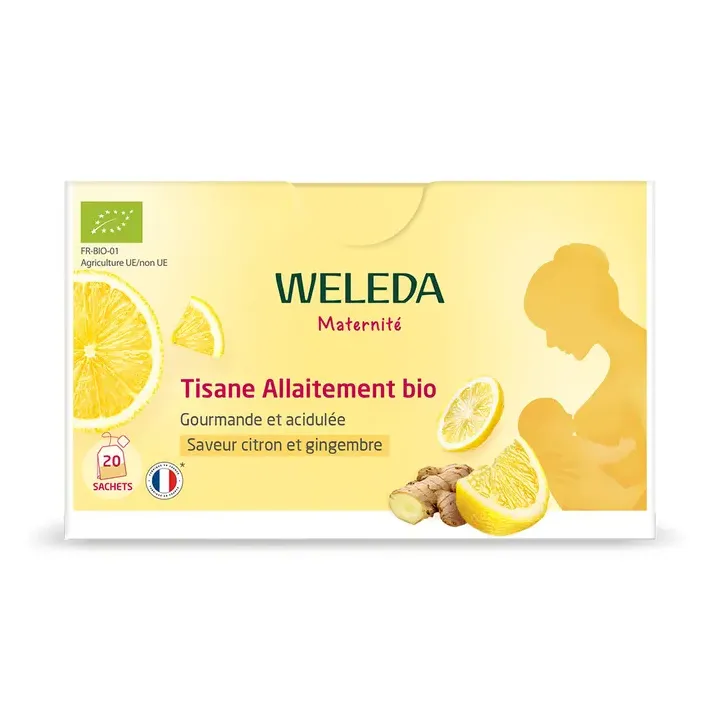 Tisane allaitement bio saveur citron et gingembre Weleda - bo&icirc;te de 20 sachets 