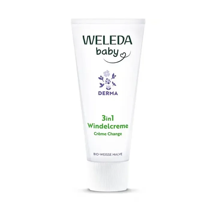 Cr&egrave;me 3 en 1 pour le change Weleda Baby Derma - tube de 50ml