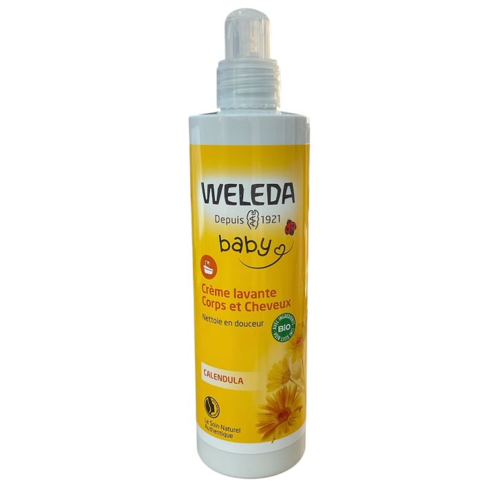 Cr&egrave;me lavante corps et cheveux Calendula Weleda b&eacute;b&eacute; - flacon-pompe de 400ml