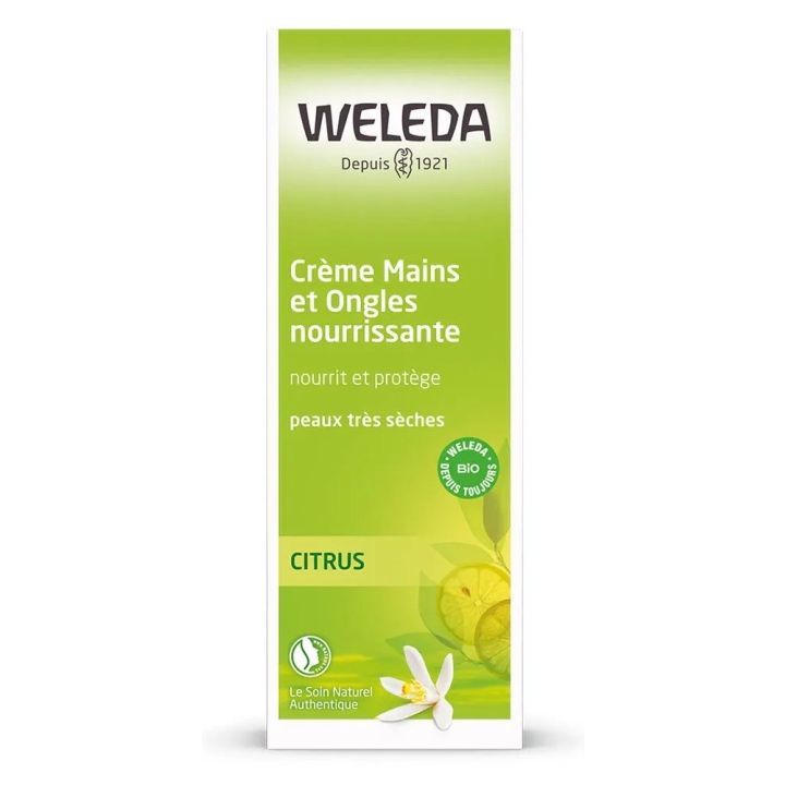Cr&egrave;me nourrissante mains et ongles citrus Weleda - tube de 50ml