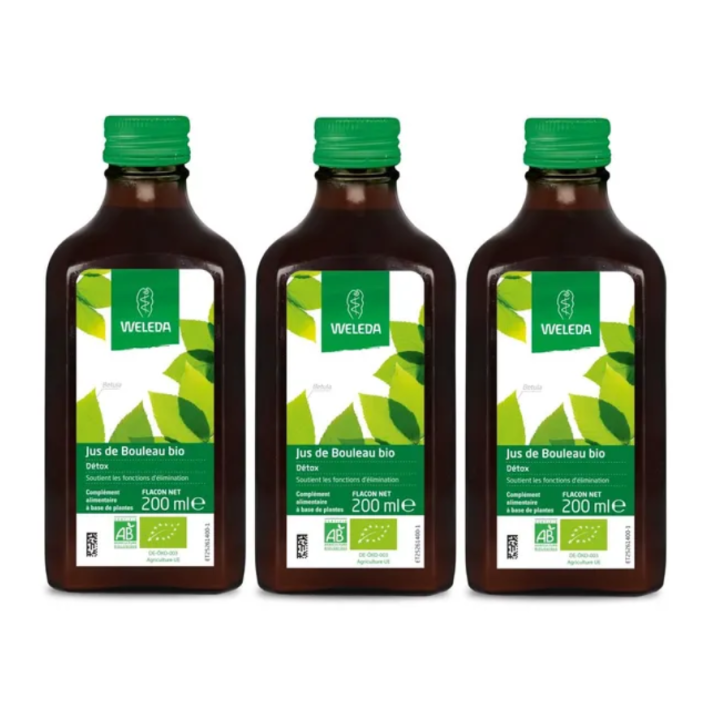 Jus de bouleau bio d&eacute;tox Weleda - lot de 3 flacon de 200ml