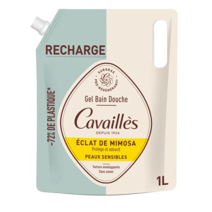 Recharge gel bain douche &eacute;clat de mimosa Rog&eacute; Cavaill&egrave;s - &eacute;co-recharge de 1L