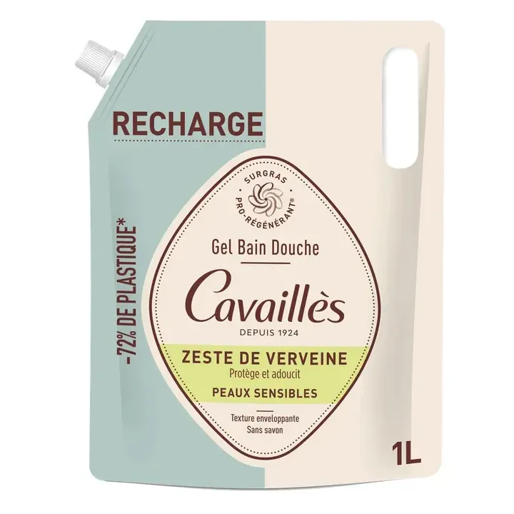 Recharge Gel bain douche Zeste de verveine Rog&eacute; Cavaill&egrave;s - &eacute;co-recharge de 1L