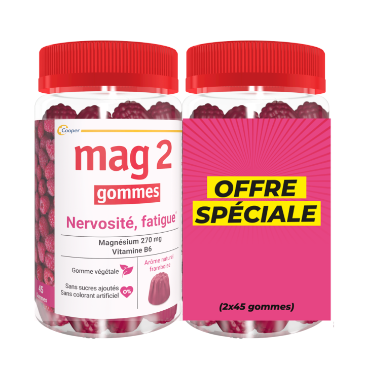 Mag 2 nervosit&eacute; fatigue Cooper - lot de 2 pots de 45 gommes