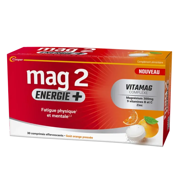 Mag 2 &eacute;nergie+ Cooper - boite de 30 comprim&eacute;s effervescents