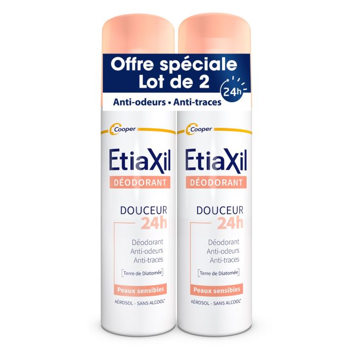 D&eacute;odorant douceur sans aluminium Etiaxil - lot de 2 sprays de 150 ml