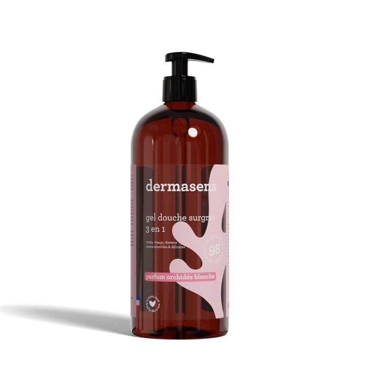 Dermasens gel douche surgras parfum&eacute; orchid&eacute;e blanche Marque Verte - flacon 1L