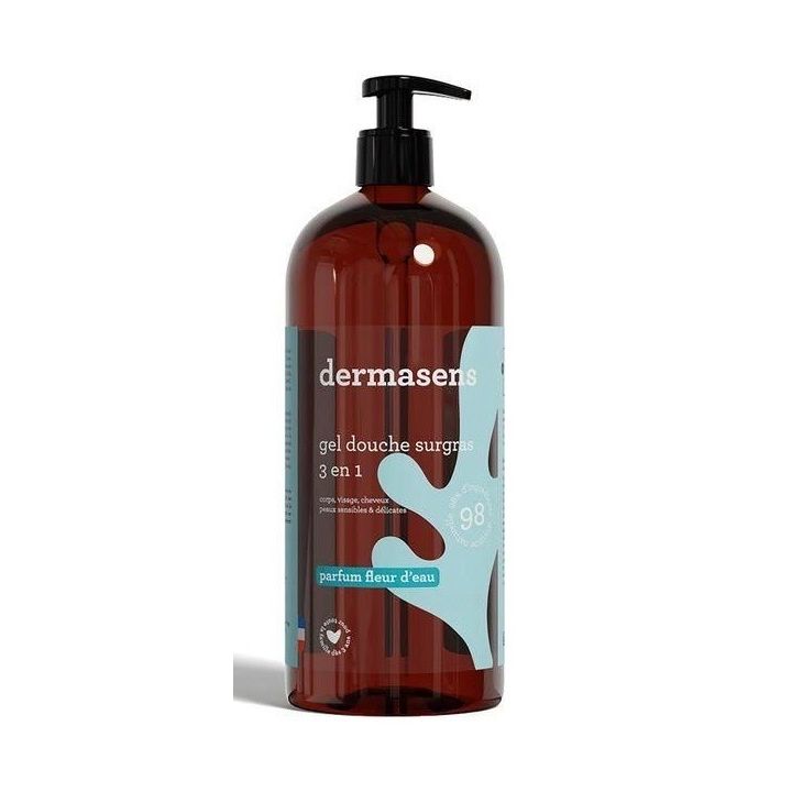 Dermasens gel douche surgras 3en1 parfum fleur d'eau Marque Verte - flacon-pompe de 1L