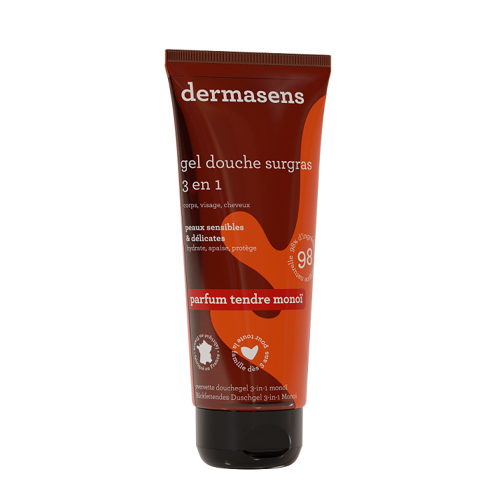 Dermasens gel douche surgras 3 en 1 tendre mono&iuml; Marque verte - tube de 200 ml