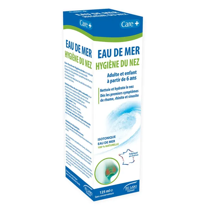 Eau de mer isotonique hygi&egrave;ne du nez Care+ EG Labo - spray 125ml