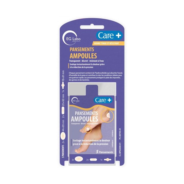 Pansements ampoules Care+ EG Labo - boite de 5 pansements 