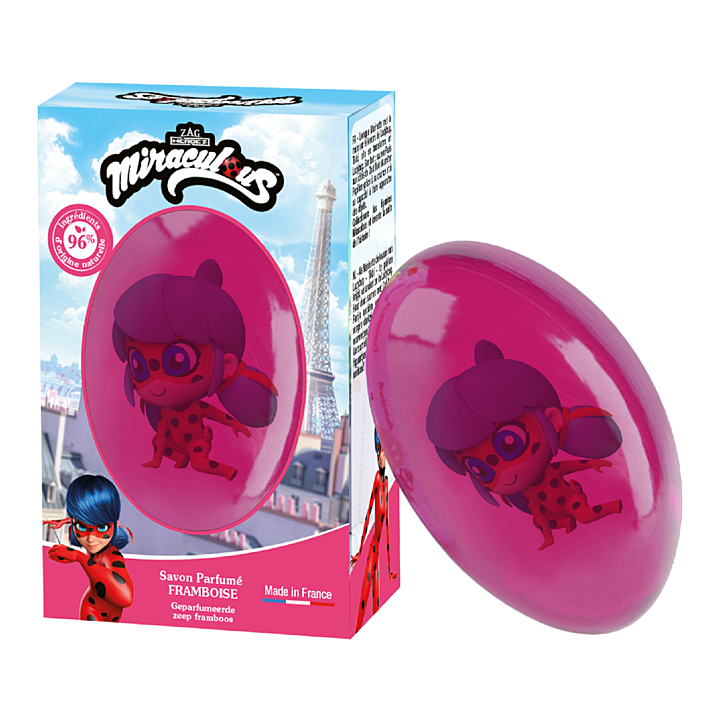 Savon solide Framboise figurine Ladybug Le Comptoir du Bain x Miraculous - pain de 75g